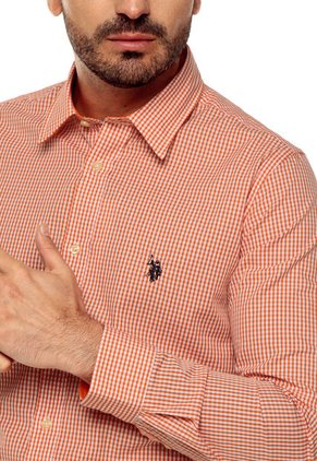 Camisa Naranja-Blanca US Polo Assn.