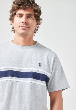 Camiseta Gris-Azul Navy-Blanco Us Polo Assn