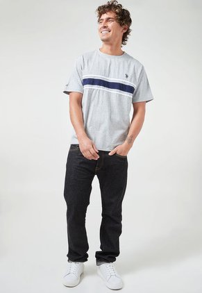 Camiseta Gris-Azul Navy-Blanco Us Polo Assn