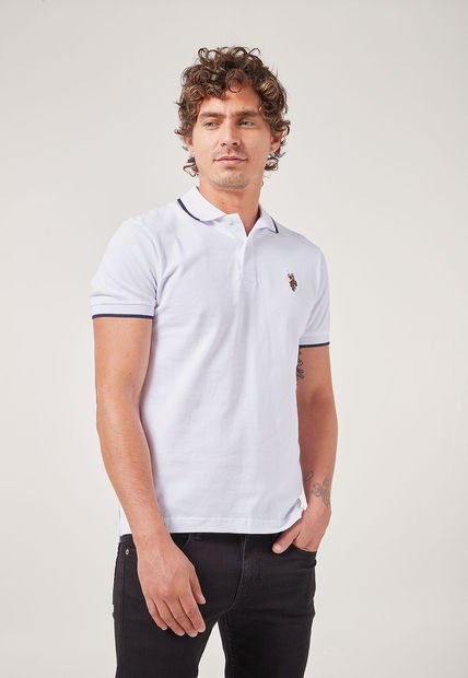 Polo Blanco-Azul Navy Us Polo Assn