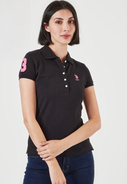 Polo Negro-Rosa Us Polo Assn