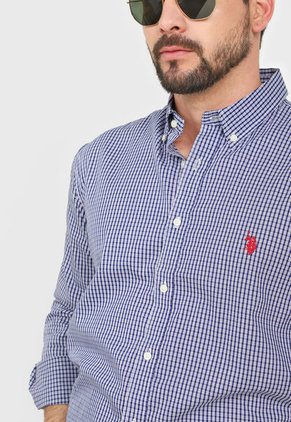 Camisa Azul-Blanco US Polo Assn