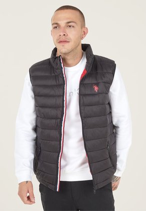 Chaleco Acolchado Negro-Rojo Us Polo Assn