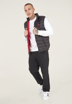 Chaleco Acolchado Negro-Rojo Us Polo Assn