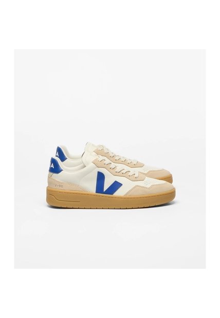 Tenis Veja De Hombre V-90 Leather Pure Atlantique Almond Natural VD2021367B-40 Blanco