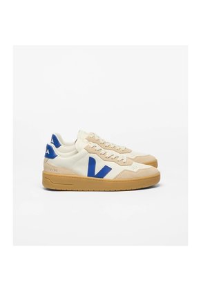 Tenis Veja De Hombre V-90 Leather Pure Atlantique Almond Natural VD2021367B-40 Blanco