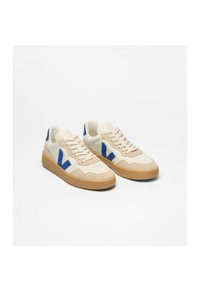 Tenis Veja De Hombre V-90 Leather Pure Atlantique Almond Natural VD2021367B-40 Blanco