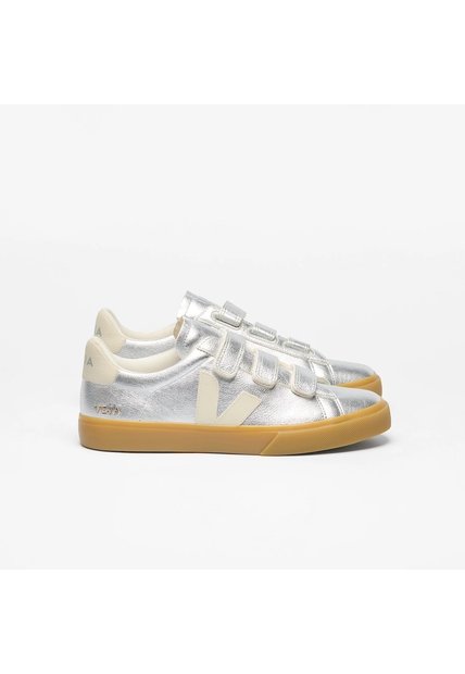 Tenis Veja De Mujer Recife Logo Leather RC0520779A-37 Plateado