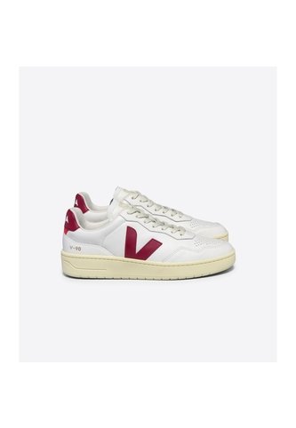 Tenis Veja De Hombre V-90 Leather White Marsala VD2003657B-43 Blanco Veja