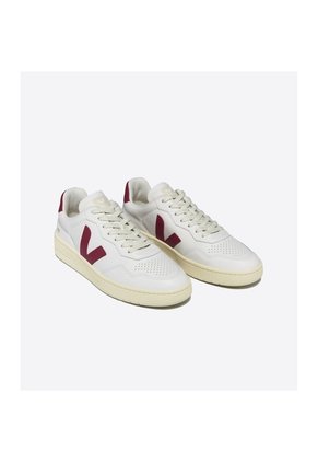 Tenis Veja De Hombre V-90 Leather White Marsala VD2003657B-43 Blanco