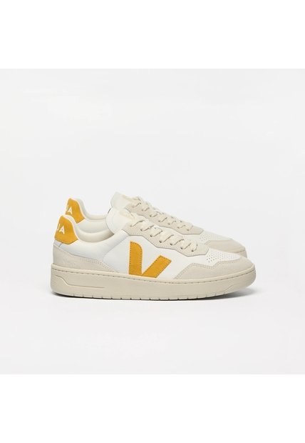Tenis Veja De Hombre V-90 Leather White Safran VD2021361B-46 Blanco