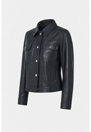 Chaqueta Kalaha De Cuero Para Mujer Silueta Trucker Chaqueta Kalaha De Cuero Para Mujer Silueta Trucker Negro S VÉLEZ