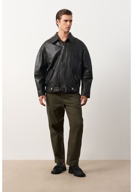Chaqueta Bomber Oversized De Cuero Para Hombre Tierra Chaqueta Bomber Oversized De Cuero Para Hombre Tierra Cafe L VÉLEZ