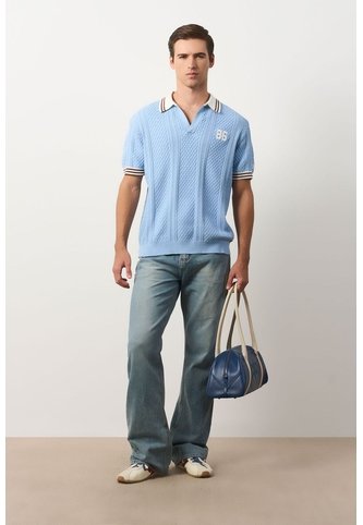 Polo Manga Corta Para Hombre Polo Manga Corta Para Hombre Azul Claro XL VÉLEZ Vélez