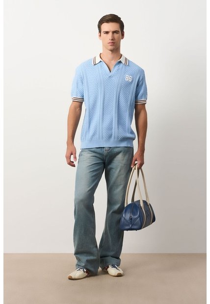 Polo Manga Corta Para Hombre Polo Manga Corta Para Hombre Azul Claro XL VÉLEZ