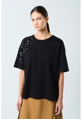 Camiseta Manga Corta Ocaso Para Mujer Cristales Camiseta Manga Corta Ocaso Para Mujer Cristales Negro XS VÉLEZ Vélez