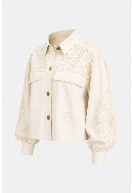Chaqueta Aguamarina De Tela Para Mujer Bordados En Gamuza Chaqueta Aguamarina De Tela Para Mujer Bordados En Gamuza Blanco XL VÉLEZ