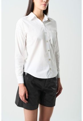 Camisa Manga Larga Basic En Tejido Plano Para Mujer Detalle Millaré Camisa Manga Larga Basic En Tejido Plano Para Mujer Detalle Millaré Blanco M VÉLEZ