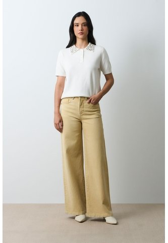 Polo Tejida Manga Corta Para Mujer Almaris Polo Tejida Manga Corta Para Mujer Almaris Crema XL VÉLEZ Vélez