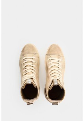 Tenis Bota De Cuero Para Mujer Detalle Folia Tenis Bota De Cuero Para Mujer Detalle Folia Crema 38 VÉLEZ