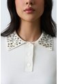 Polo Tejida Manga Corta Para Mujer Almaris Polo Tejida Manga Corta Para Mujer Almaris Crema XL VÉLEZ de Vélez