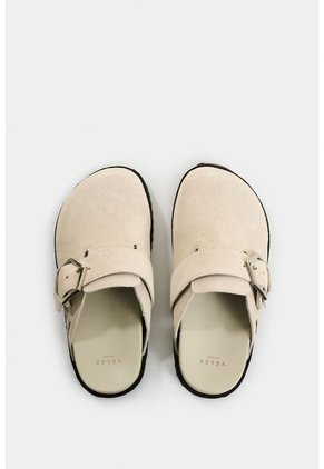 Mocasines Destalonados Niebla De Cuero Gamuzado Para Mujer Hebilla Mocasines Destalonados Niebla De Cuero Gamuzado Para Mujer Hebilla Crema 40 VÉLEZ