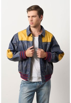 Chaqueta Bomber En Cuero Envejecido Para Hombre Chaqueta Bomber En Cuero Envejecido Para Hombre Multicolor XXL VÉLEZ