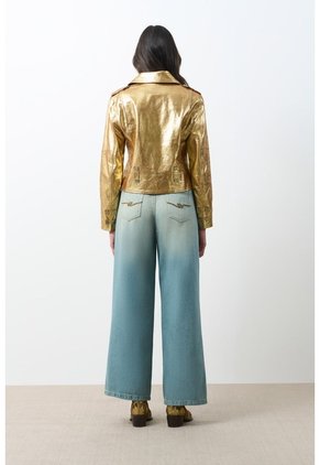 Chaqueta Biker De Cuero Folia Efecto Craquelado Para Mujer Royal Inti Chaqueta Biker De Cuero Folia Efecto Craquelado Para Mujer Royal Inti Dorado S VÉLEZ