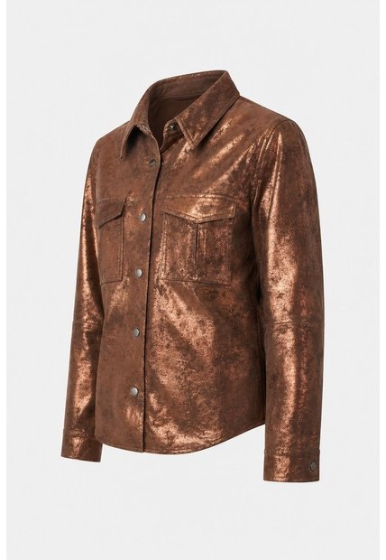 Chaqueta De Cuero Gamuzado Para Mujer Glass Chaqueta De Cuero Gamuzado Para Mujer Glass Bronce XL VÉLEZ