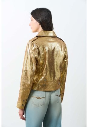 Chaqueta Biker De Cuero Folia Efecto Craquelado Para Mujer Royal Inti Chaqueta Biker De Cuero Folia Efecto Craquelado Para Mujer Royal Inti Dorado S VÉLEZ