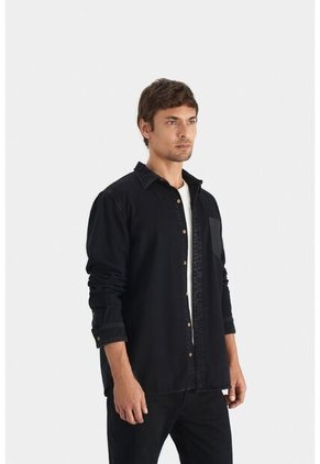 Sobrecamisa Duna Manga Larga De Algodón Para Hombre Bolsillo En Cuero Sobrecamisa Duna Manga Larga De Algodón Para Hombre Bolsillo En Cuero Negro XX VÉLEZ