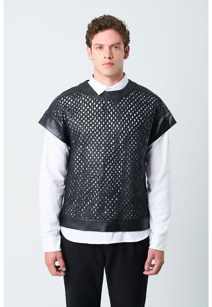 Camisilla Orion De Cuero Para Hombre Tejida Camisilla Orion De Cuero Para Hombre Tejida Negro S VÉLEZ