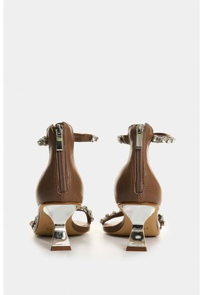 Sandalia Tacón De Cuero Para Mujer Anahí Sandalia Tacón De Cuero Para Mujer Anahí Kaky 36 VÉLEZ