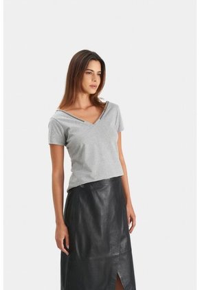 Camiseta Millare Para Mujer Manga Corta Gris Camiseta Millare Para Mujer Manga Corta Gris XS VÉLEZ