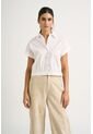 Camisa Manga Corta Sombra En Tejido Plano Para Mujer Cropped Camisa Manga Corta Sombra En Tejido Plano Para Mujer Cropped Blanco S VÉLEZ de Vélez
