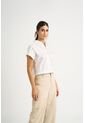 Camisa Manga Corta Sombra En Tejido Plano Para Mujer Cropped Camisa Manga Corta Sombra En Tejido Plano Para Mujer Cropped Blanco S VÉLEZ de Vélez