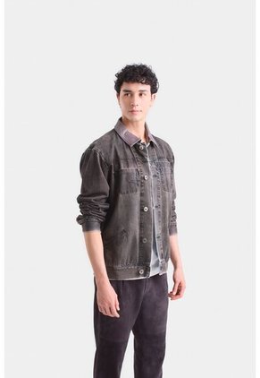 Chaqueta Garda En Denim Para Hombre Efecto Semi Encerado Chaqueta Garda En Denim Para Hombre Efecto Semi Encerado Gris Pistola M VÉLEZ