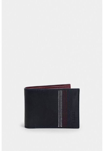 Billetera Stitch De Cuero Costuras Decorativas Azul Oscuro Billetera Stitch De Cuero Costuras Decorativas Azul Oscuro VÉLEZ