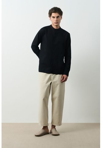 Camisa Manga Larga Para Hombre Cuello Nerú Camisa Manga Larga Para Hombre Cuello Nerú Negro S VÉLEZ Vélez