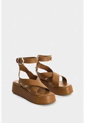 Sandalia Plataforma De Cuero Para Mujer Mentha Sandalia Plataforma De Cuero Para Mujer Mentha Miel 36 VÉLEZ