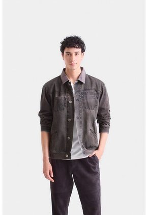Chaqueta Garda En Denim Para Hombre Efecto Semi Encerado Chaqueta Garda En Denim Para Hombre Efecto Semi Encerado Gris Pistola L VÉLEZ