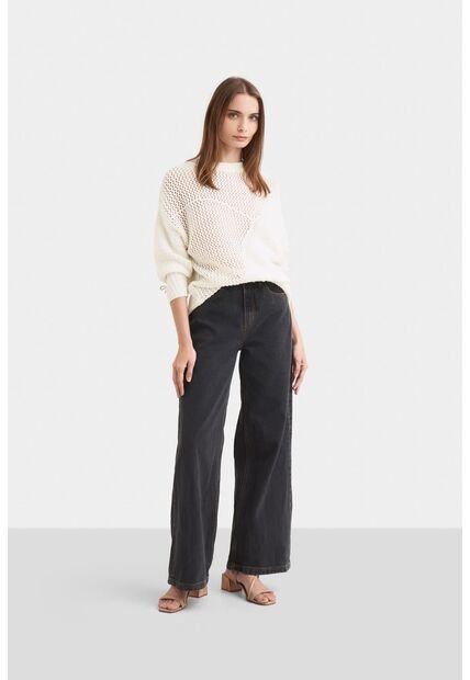 Jean Seta Wide Leg Para Mujer Black Denim Jean Seta Wide Leg Para Mujer Black Denim Negro 06 Vélez