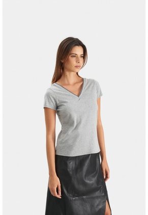 Camiseta Básica Para Mujer Millaré Metálico Decorativo Camiseta Básica Para Mujer Millaré Metálico Decorativo Gris S VÉLEZ