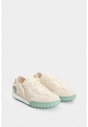 Tenis De Lona Y Cuero Gamuzado Para Mujer Wild Tenis De Lona Y Cuero Gamuzado Para Mujer Wild Blanco 37 VÉLEZ
