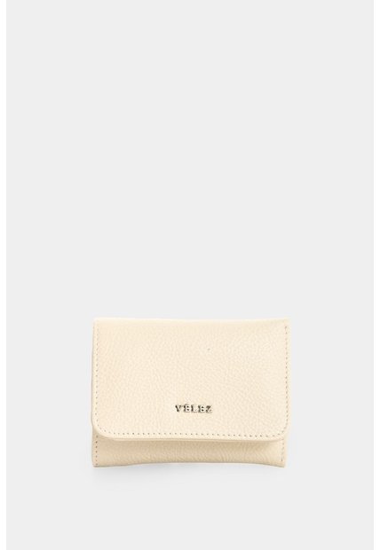 Billetera Pequeña En Cuero Para Mujer Billetera Pequeña En Cuero Para Mujer Crema VÉLEZ