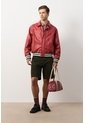 Chaqueta Bomber En Cuero Envejecido Para Hombre Chaqueta Bomber En Cuero Envejecido Para Hombre Rojo XS VÉLEZ de Vélez