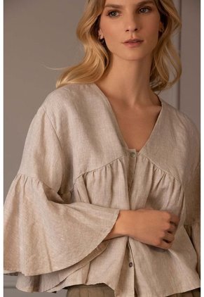 Camisa Manga 3 4 Canna Para Mujer Recogidos Arena Camisa Manga 3 4 Canna Para Mujer Recogidos Arena L Vélez