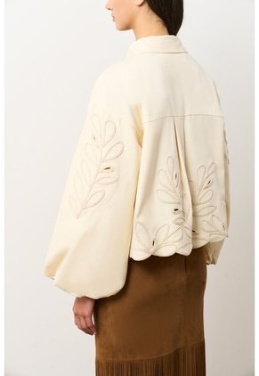 Chaqueta En Dril Para Mujer Runas Chaqueta En Dril Para Mujer Runas Crema L VÉLEZ