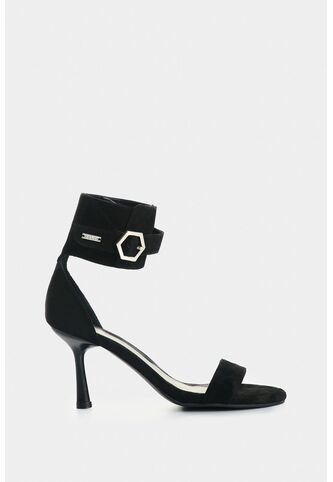 Sandalia Tacón De Cuero Gamuzado Para Mujer Ophelia Sandalia Tacón De Cuero Gamuzado Para Mujer Ophelia Negro 39 VÉLEZ Vélez