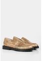Mocasines De Cuero Metalizado Textura Serpiente Mocasines De Cuero Metalizado Textura Serpiente Dorado 40 Vélez de Vélez